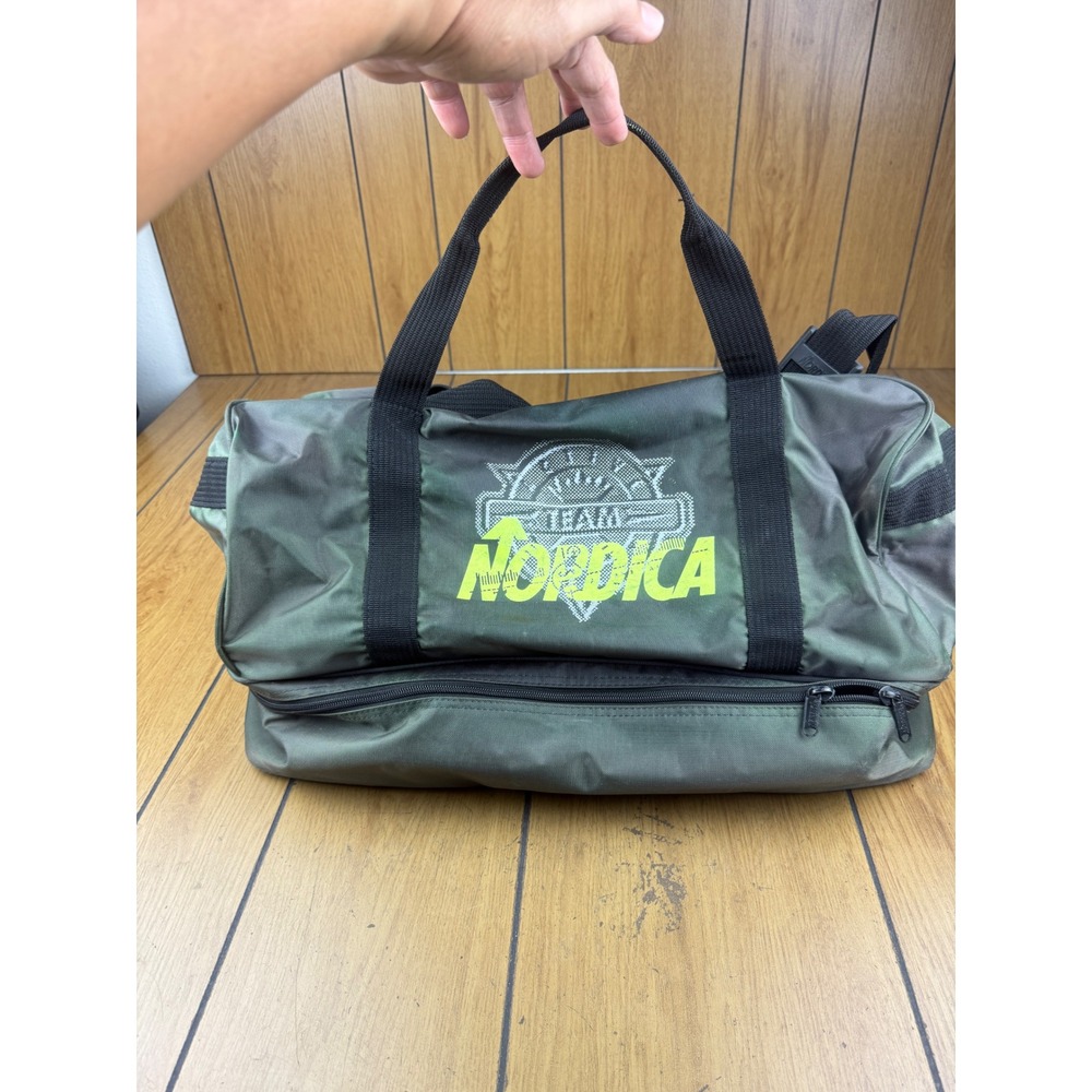 Vintage Team Nordica Duffel Bag Green Black Sports Gym Travel‎ Weekender Bag